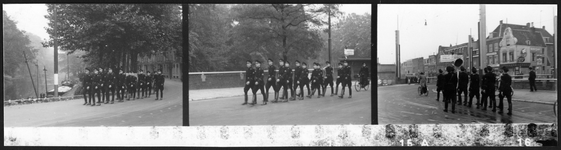 407072 Afbeelding van de lijfwacht van de Nationaal-Socialistische Beweging (N.S.B.) tijdens een mars door Utrecht. ...